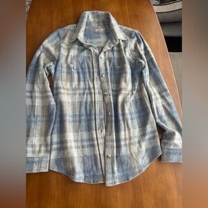 Faherty Blue and Gray Plaid Button Down Shirt